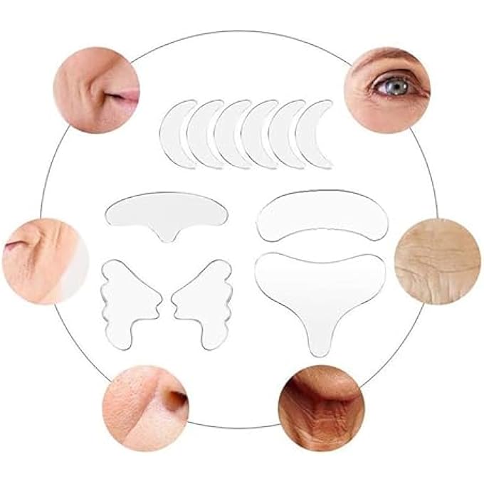 MKNZOME ANTI-WRINKLE PLASTERS, PACK OF 16 SILICONE WRINKLE PLASTERS, SKIN LIFTING PAD, REUSABLE TO REDUCE SKIN WRINKLES, FACE PATCH FOR SMOOTHING AND MOISTURISING EYES, FOREHEAD, MOUTH AND CHIN - Image 2